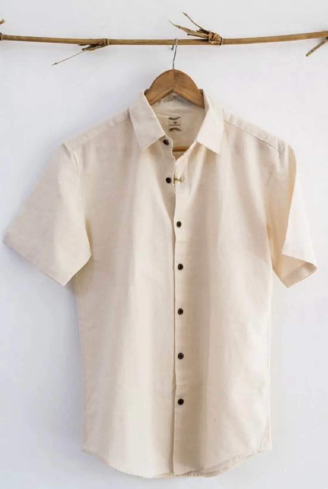 3000 BCE Handspun Organic Cotton Men's Shirt - H/S - Unbleached Off White