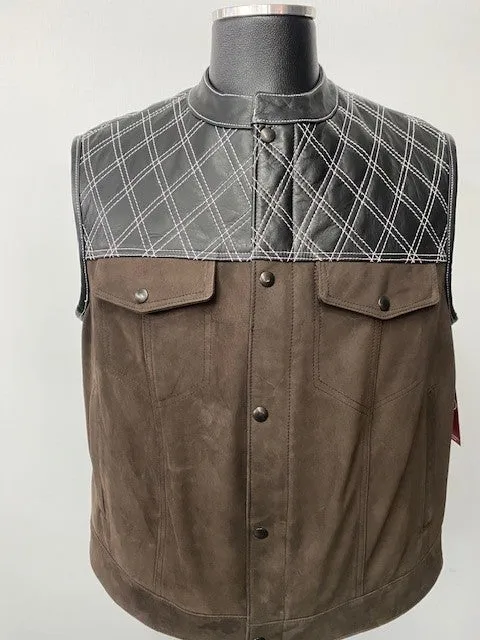 #3423 Men's Leather Vest w/Stitching Detail