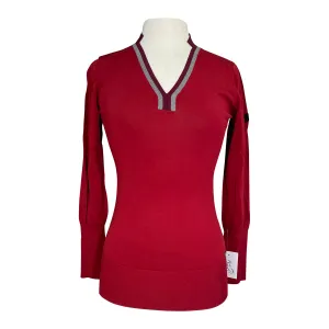 AA Platinum 'Vienna' V-Neck Sweater in Red - Women's Small