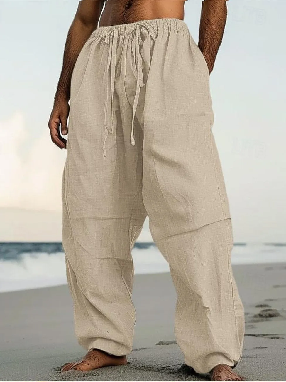 Alohadaddy Casual Beach Straight Pants Solid Color Comfortable Daily Street