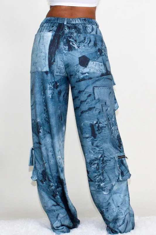 ATHINA TIE DYE PRINT CARGO CASUAL PANTS