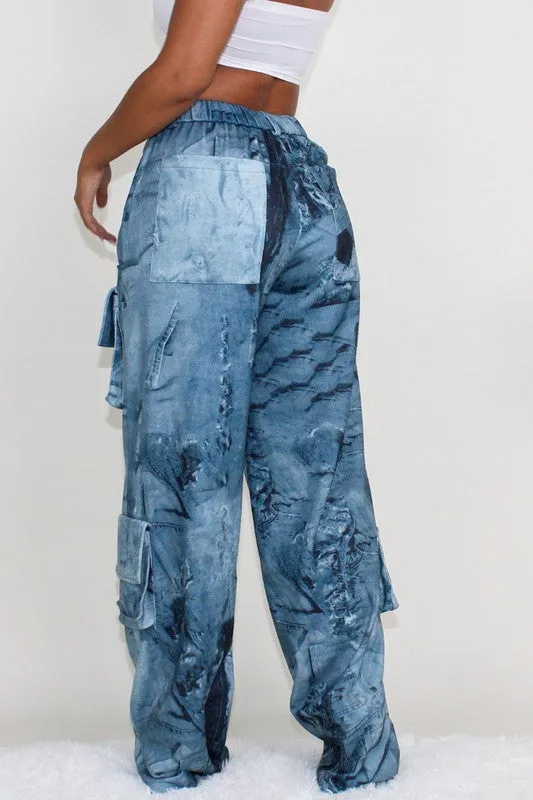 ATHINA TIE DYE PRINT CARGO CASUAL PANTS