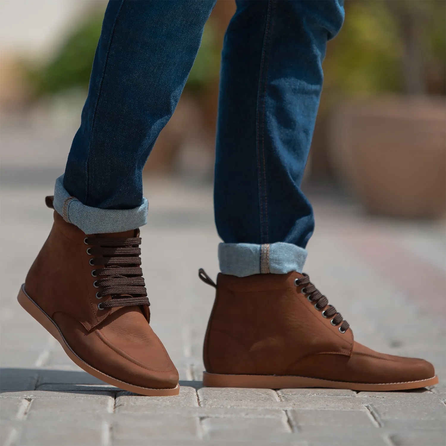 Bearman Moc Toe Pull-up Brown Leather Boots