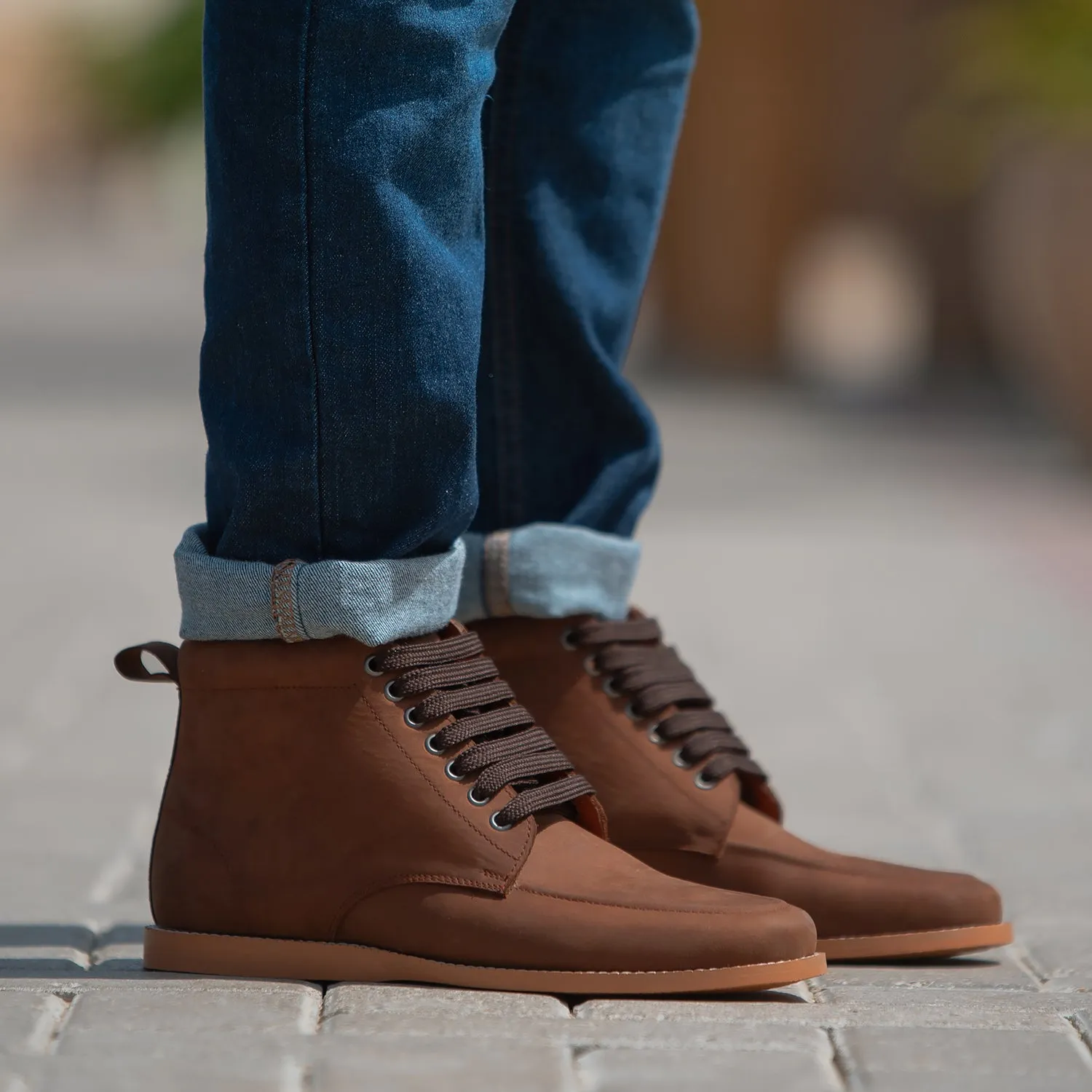 Bearman Moc Toe Pull-up Brown Leather Boots