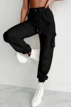 Black Drawstring Jogger Cargo Pant