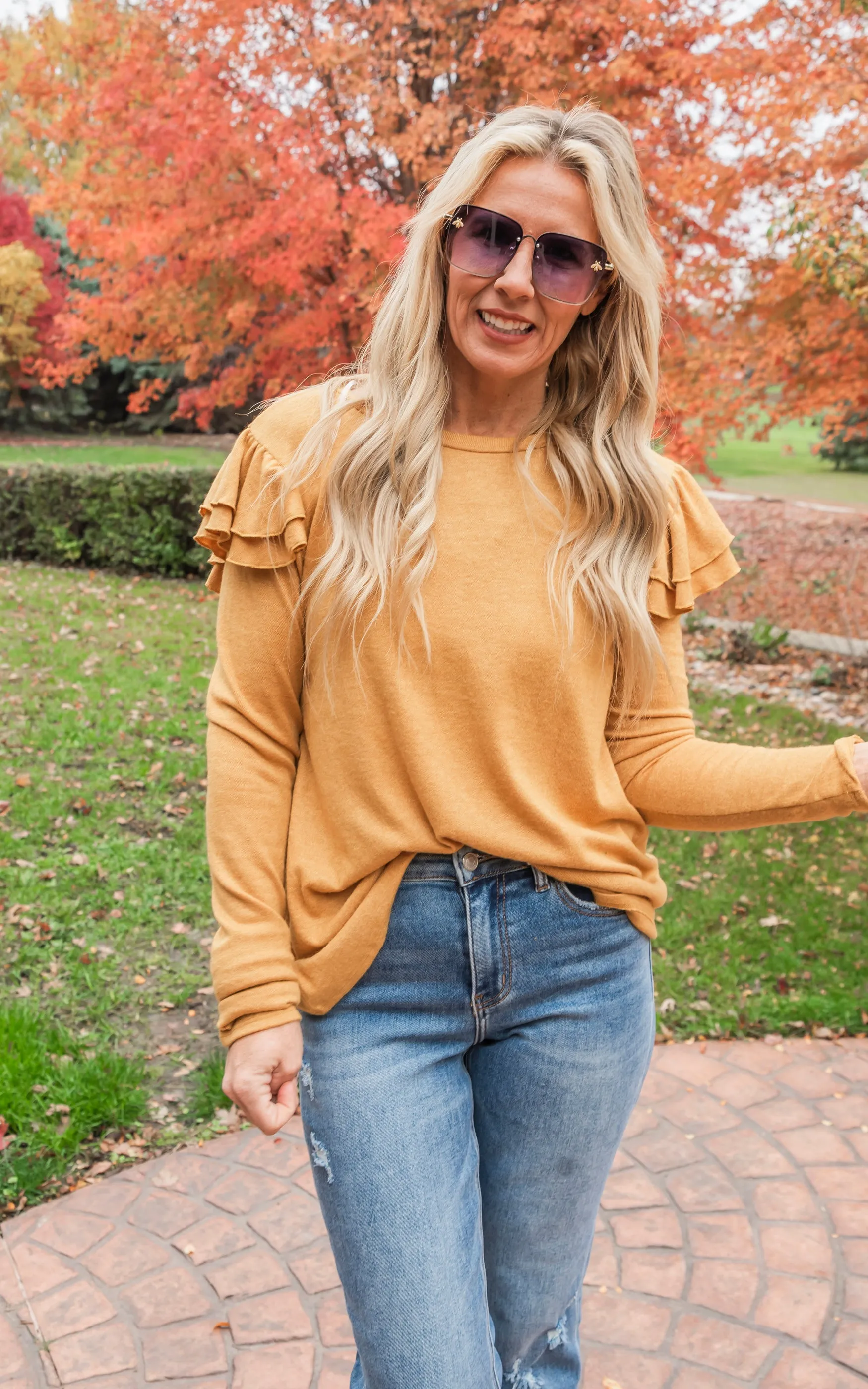 Butterscotch Double Ruffle Hacci Sweater - Final Sale