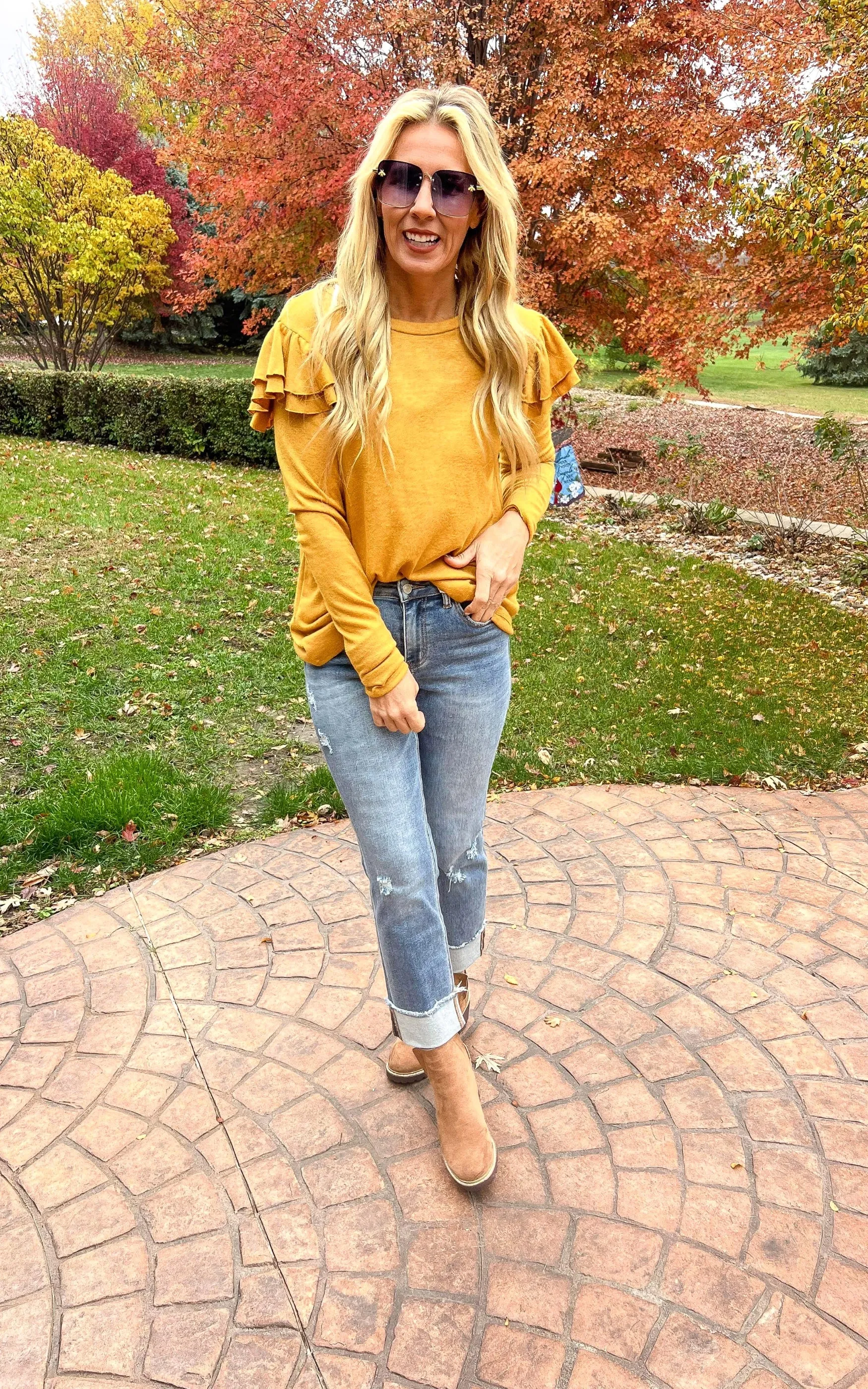 Butterscotch Double Ruffle Hacci Sweater - Final Sale