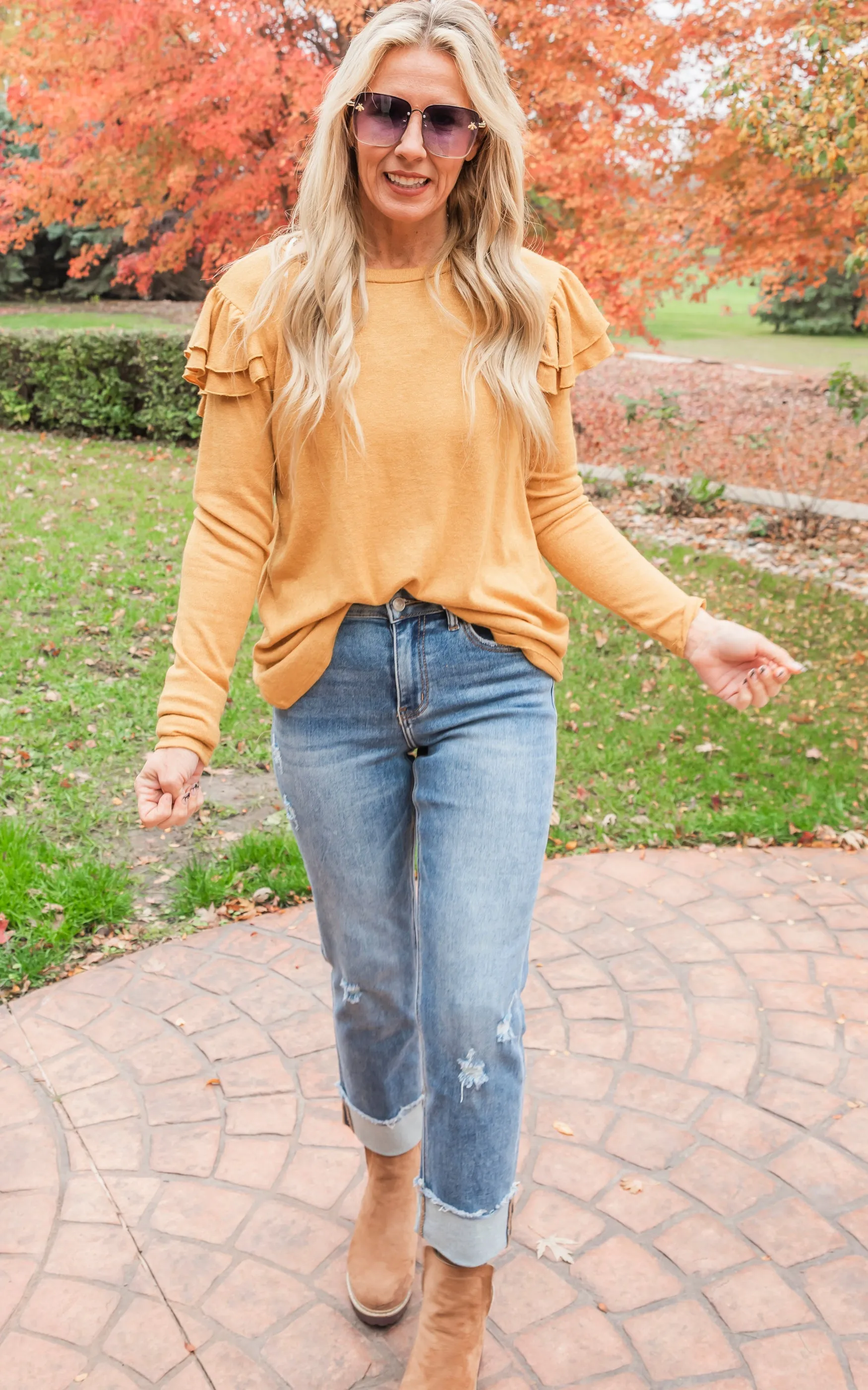 Butterscotch Double Ruffle Hacci Sweater - Final Sale