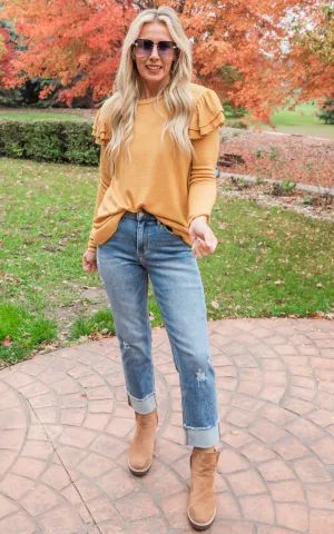 Butterscotch Double Ruffle Hacci Sweater - Final Sale