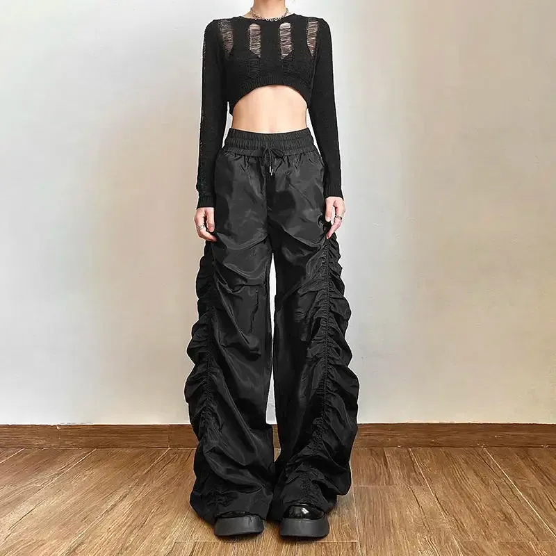 Comfortable Black Baggy High-Waisted Pants for Halloween