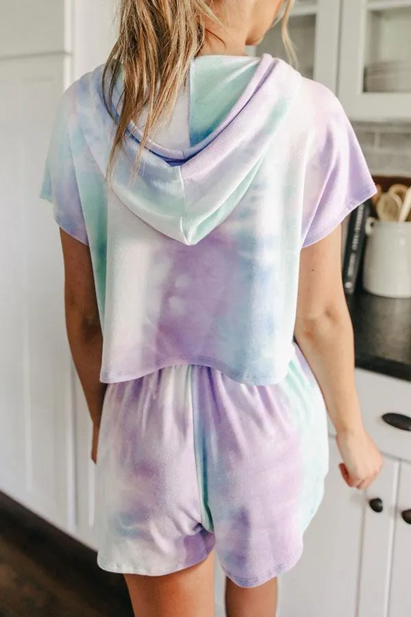 Comfortable Lace-Up Tie Dye Pants Suit