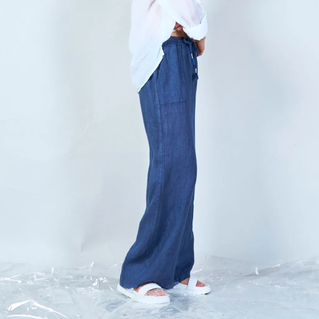 Comfortable linen blend drawstring pants wholesale