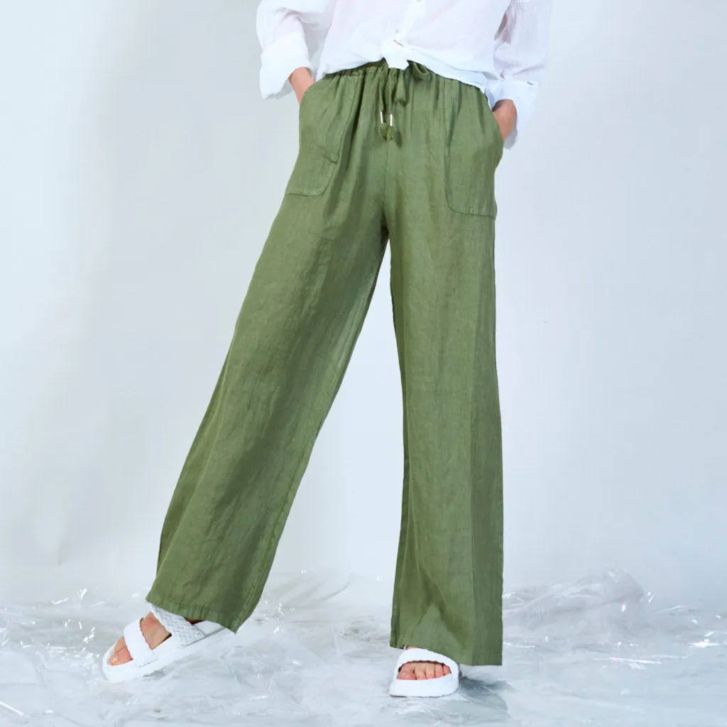 Comfortable linen blend drawstring pants wholesale