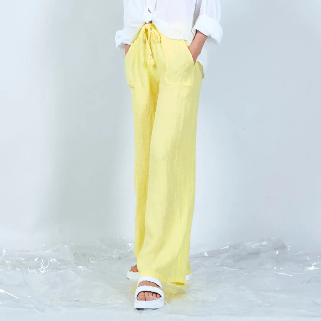 Comfortable linen blend drawstring pants wholesale