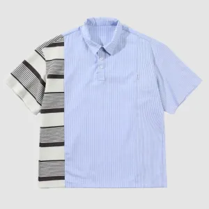 Contrast Stripe Patchwork Shirts