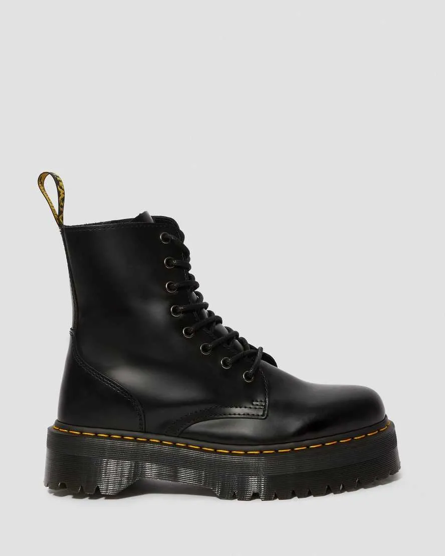 DR MARTENS JADON SMOOTH LEATHER PLATFORM BOOTS - BLACK