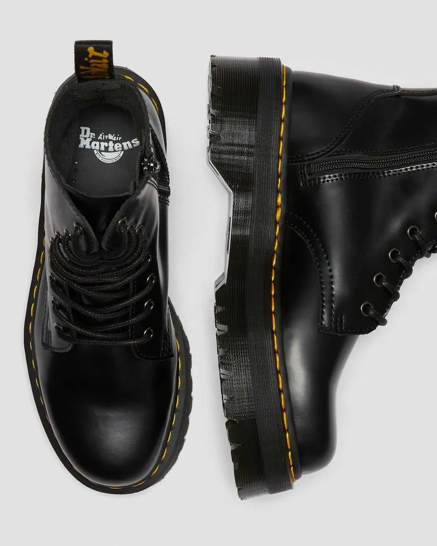 DR MARTENS JADON SMOOTH LEATHER PLATFORM BOOTS - BLACK