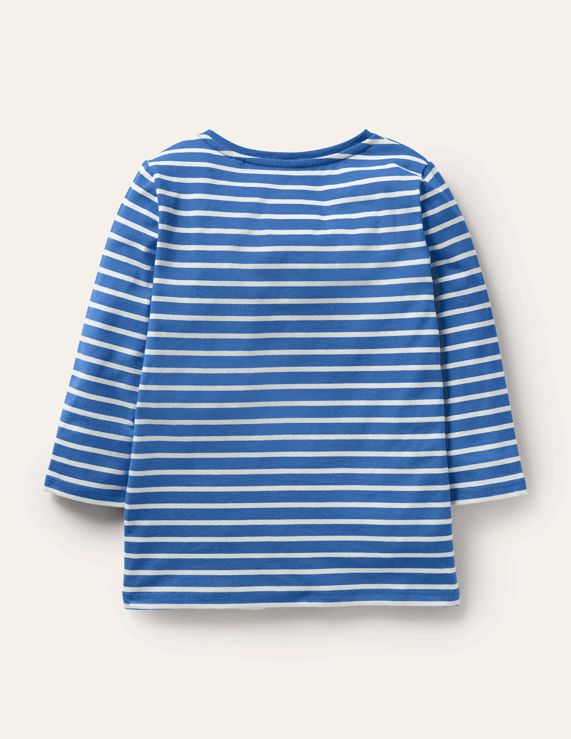 Embroidered Stripy T-shirt-Elizabethan Blue/Ivory Mouse