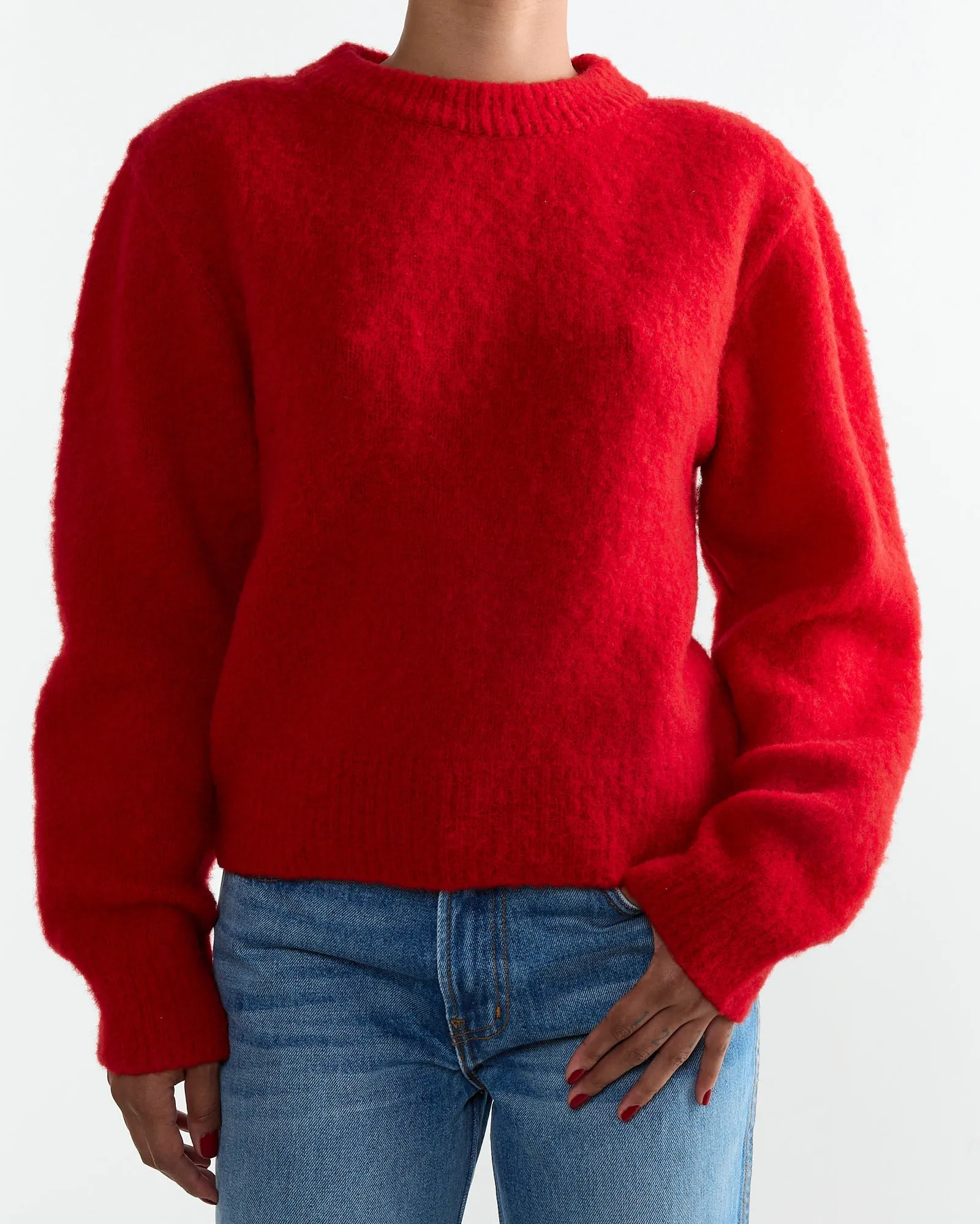 Furry Brushed Knit in Red