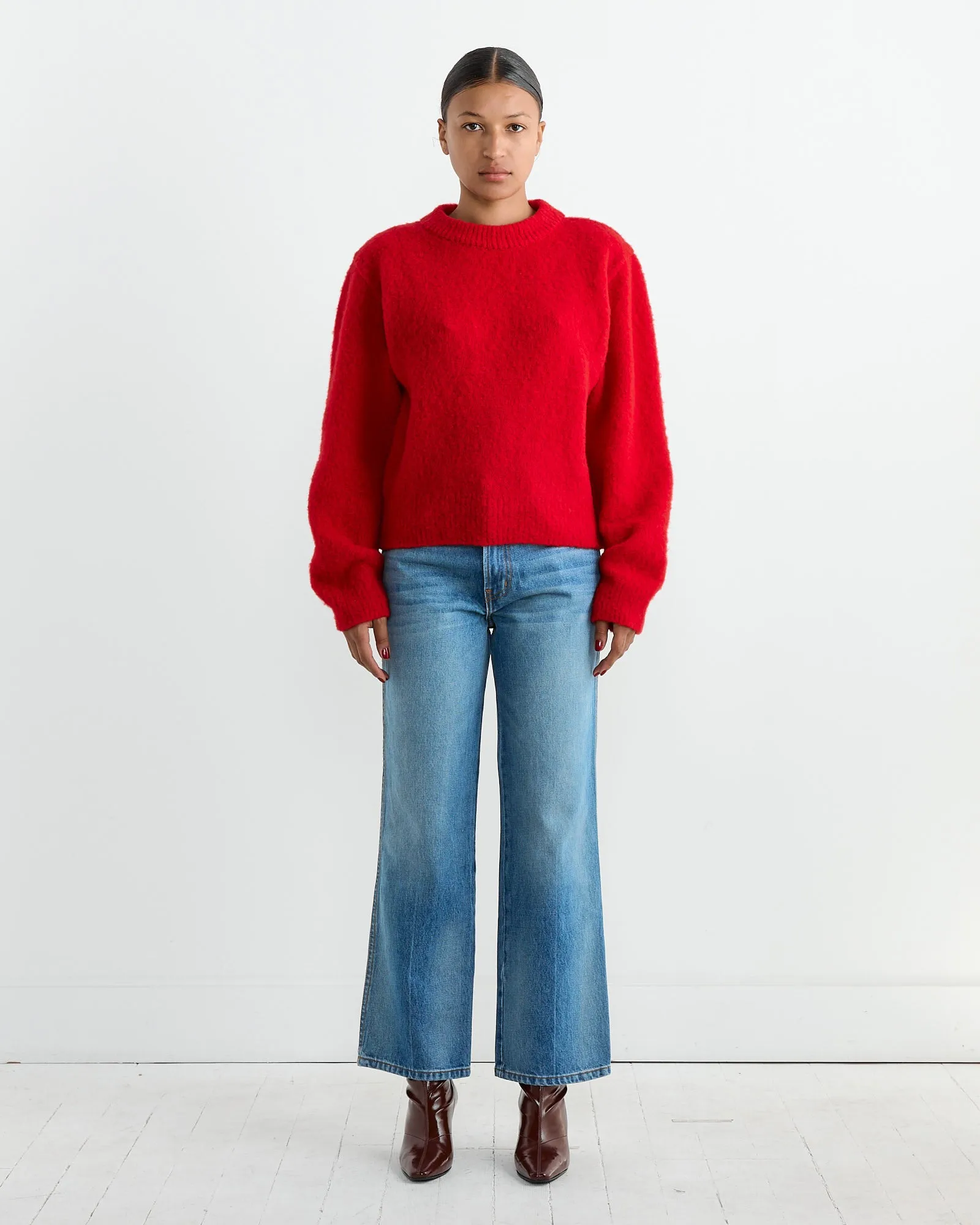 Furry Brushed Knit in Red