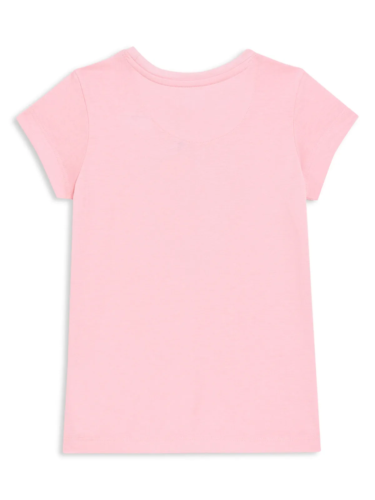 Girls Casual Pink Half Sleeves  T-Shirt