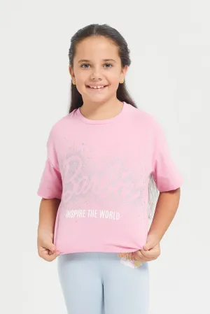 Girls Pink Barbie Boxy T-Shirt