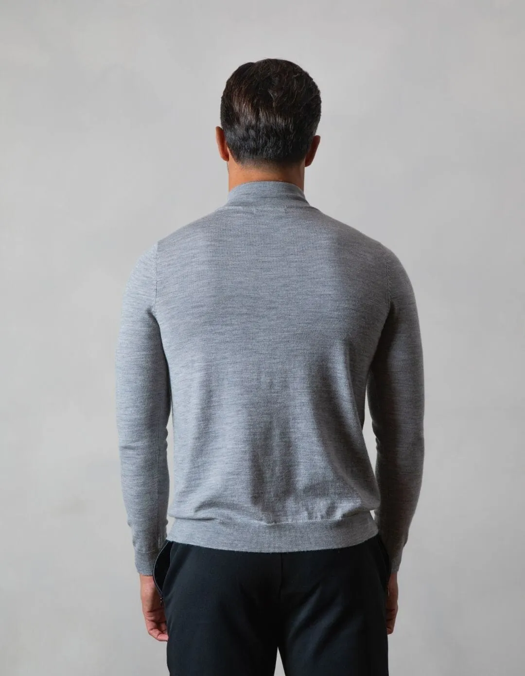 Grey 1/4 Zip Funnel Neck Knit