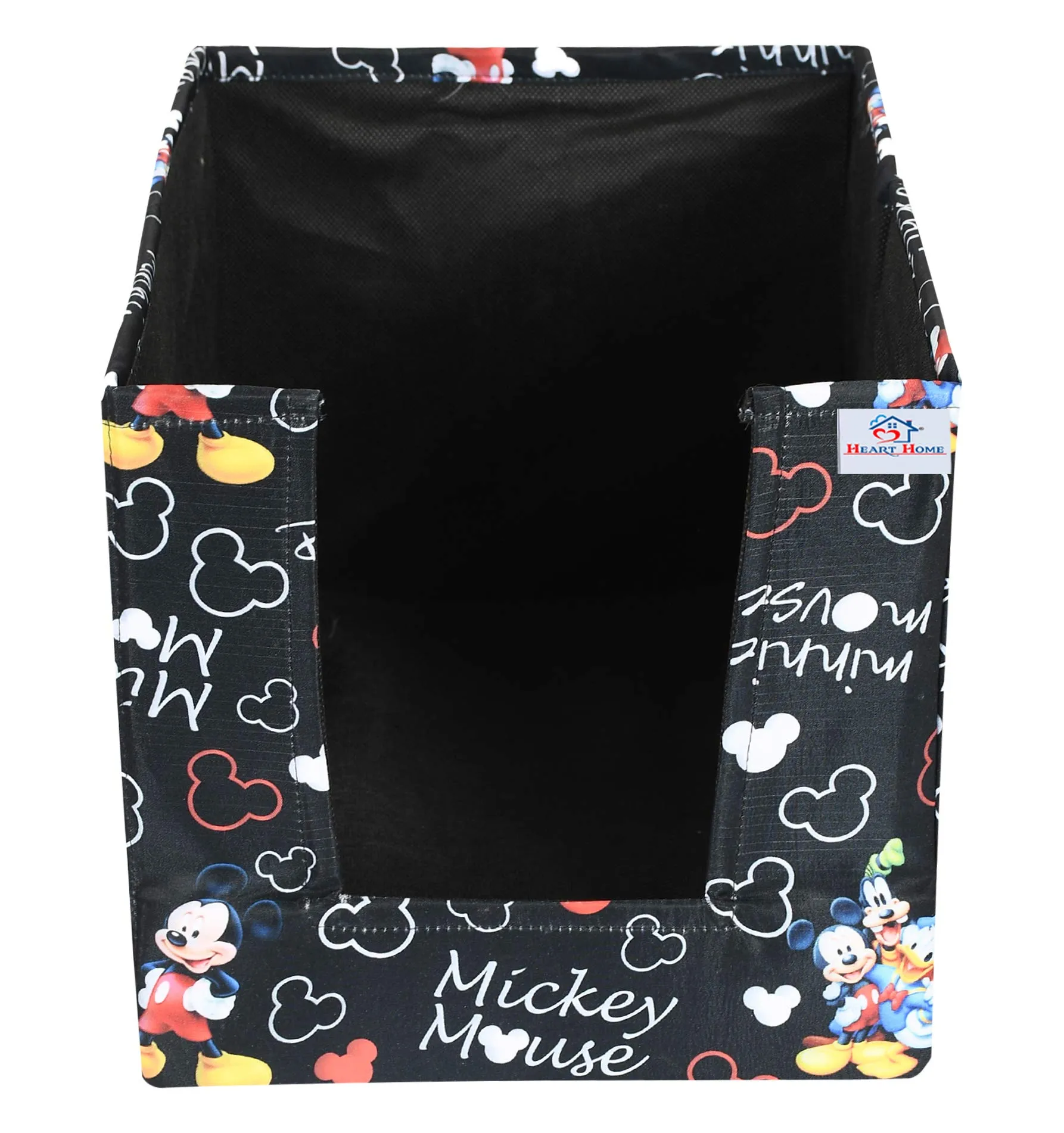 Heart Home Disney Mickey Print Non-Woven Shirt Stacker Closet Organizer - Shirts and Clothing Organizer With Handle (Black)-HHEART16068