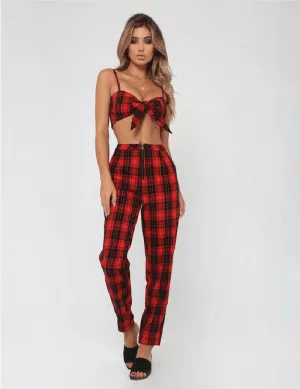 High Waist Check Pants