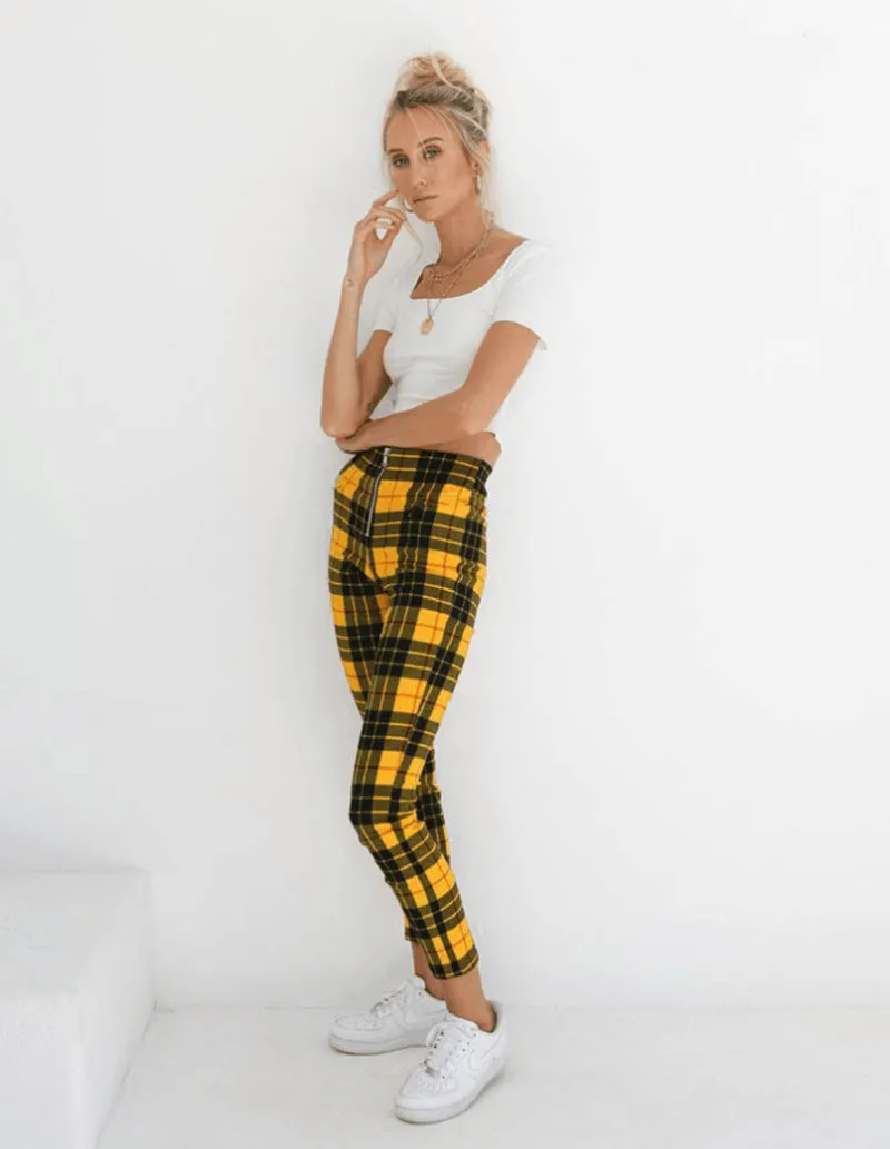 High Waist Check Pants