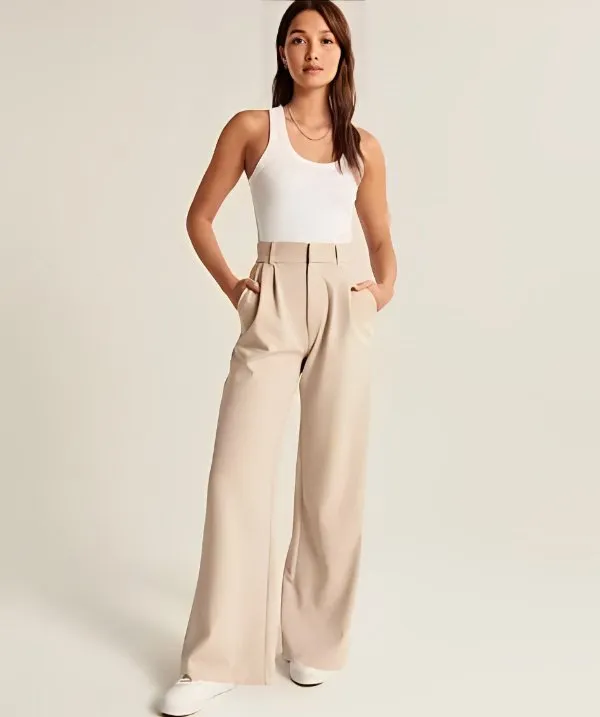 High-Waisted Wide-Legged Trousers