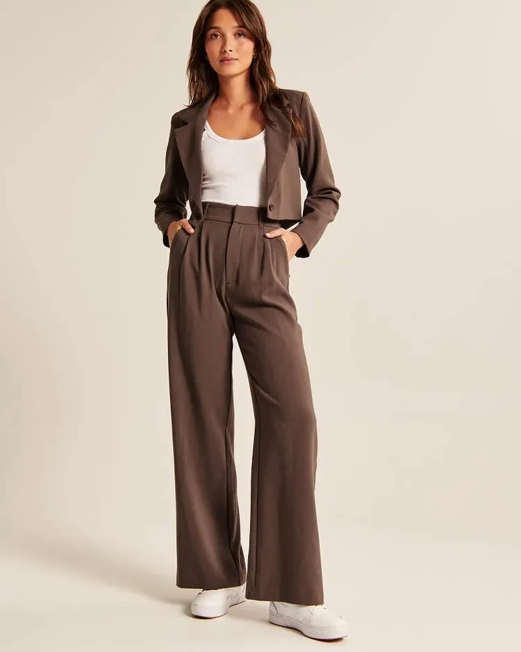 High-Waisted Wide-Legged Trousers