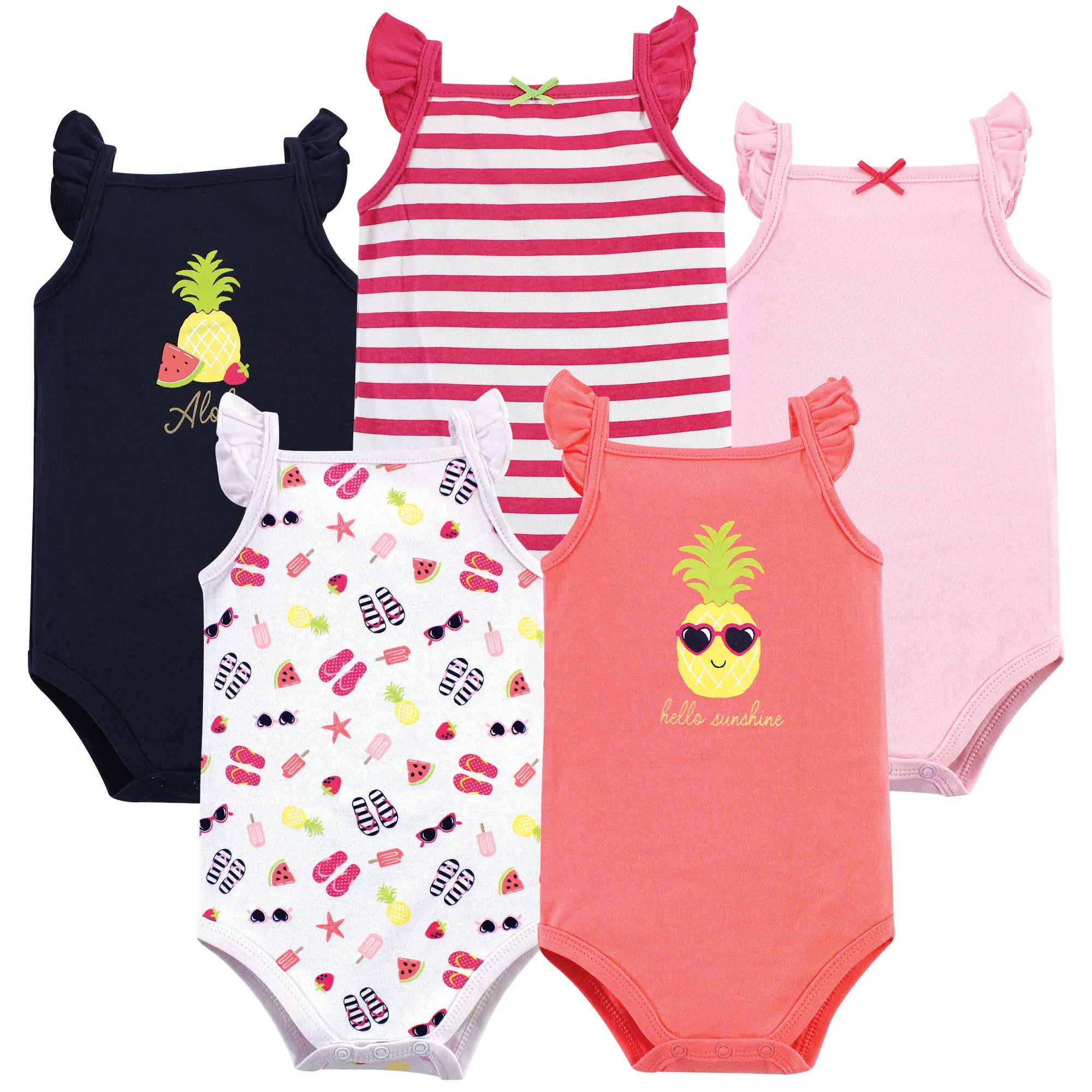 Hudson Baby Cotton Sleeveless Bodysuits, Hello Sunshine