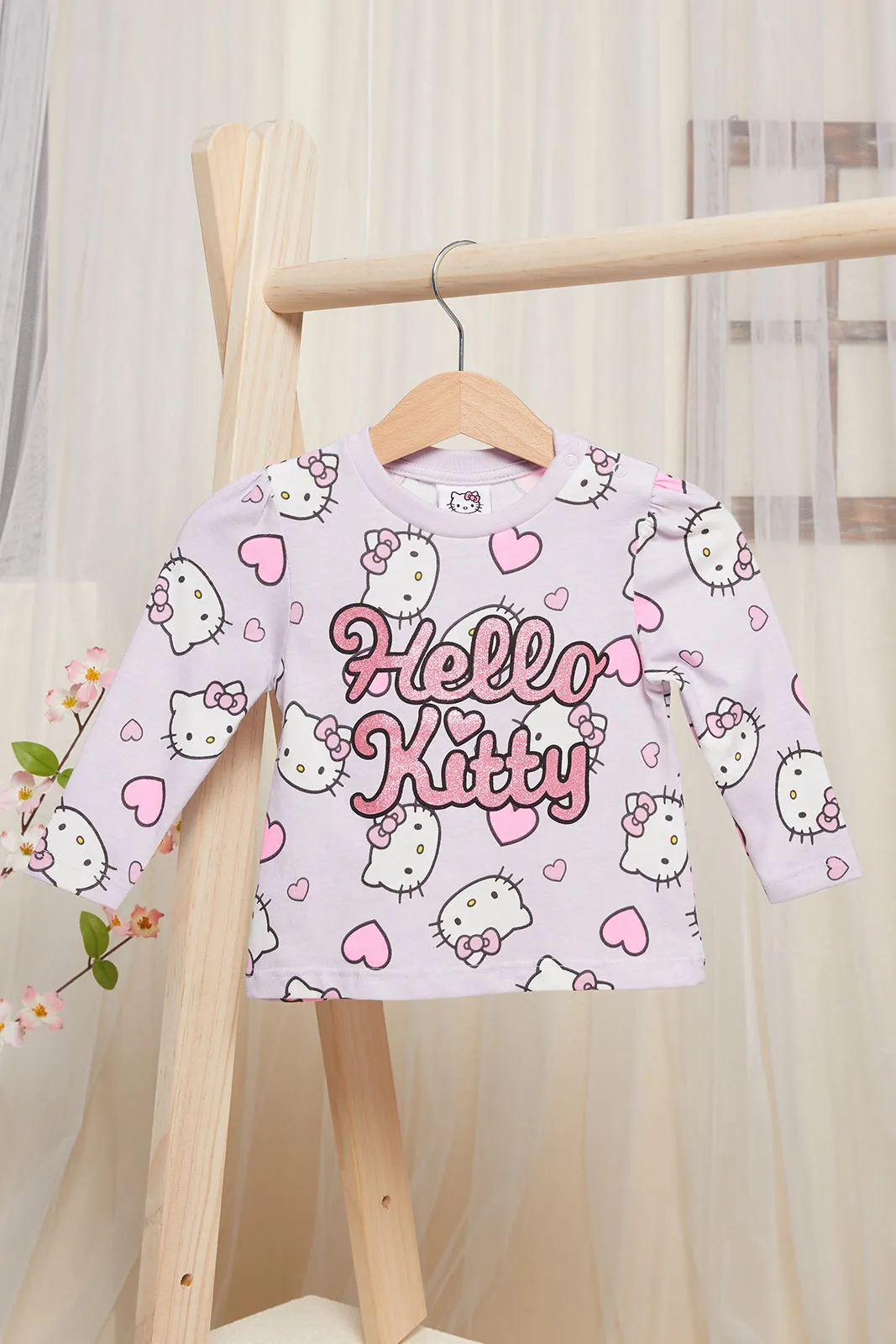 Infant Girls  Lilac Hello Kitty Printed T-shirt