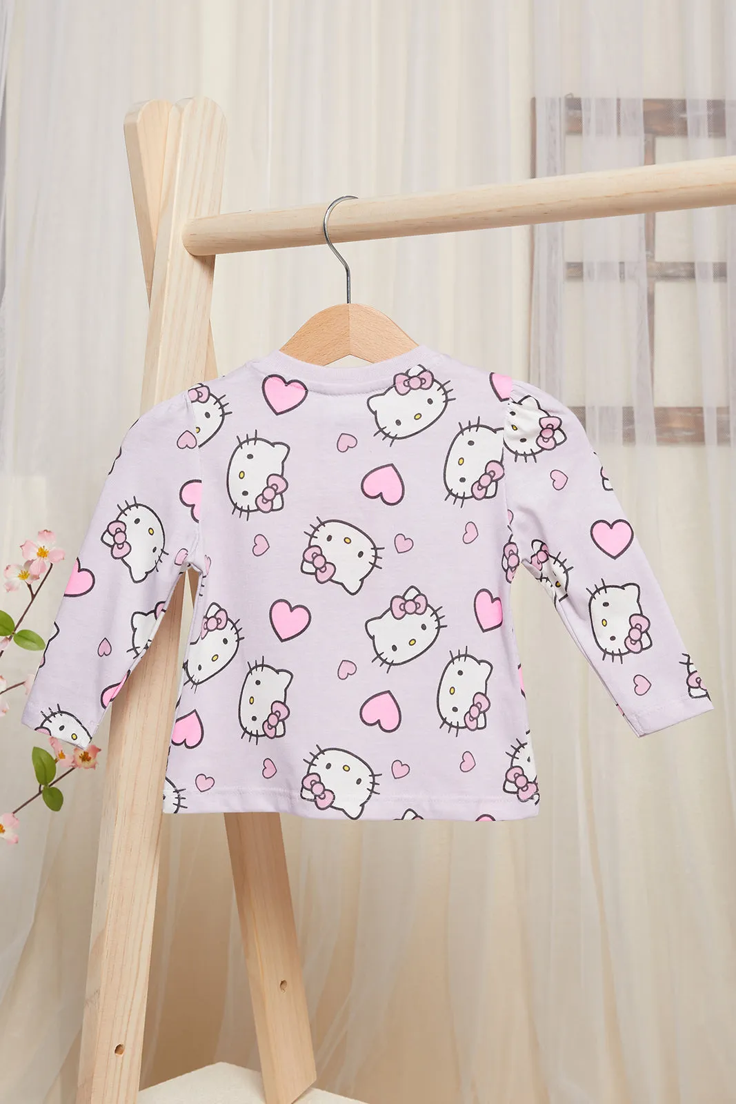 Infant Girls  Lilac Hello Kitty Printed T-shirt