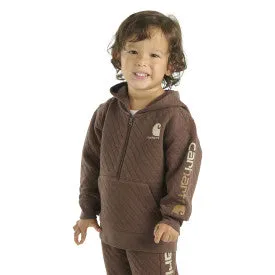 Infant/Toddler Long Sleeve Quilted Jersey 1/2 Zip Sweatshirt - Chestnut