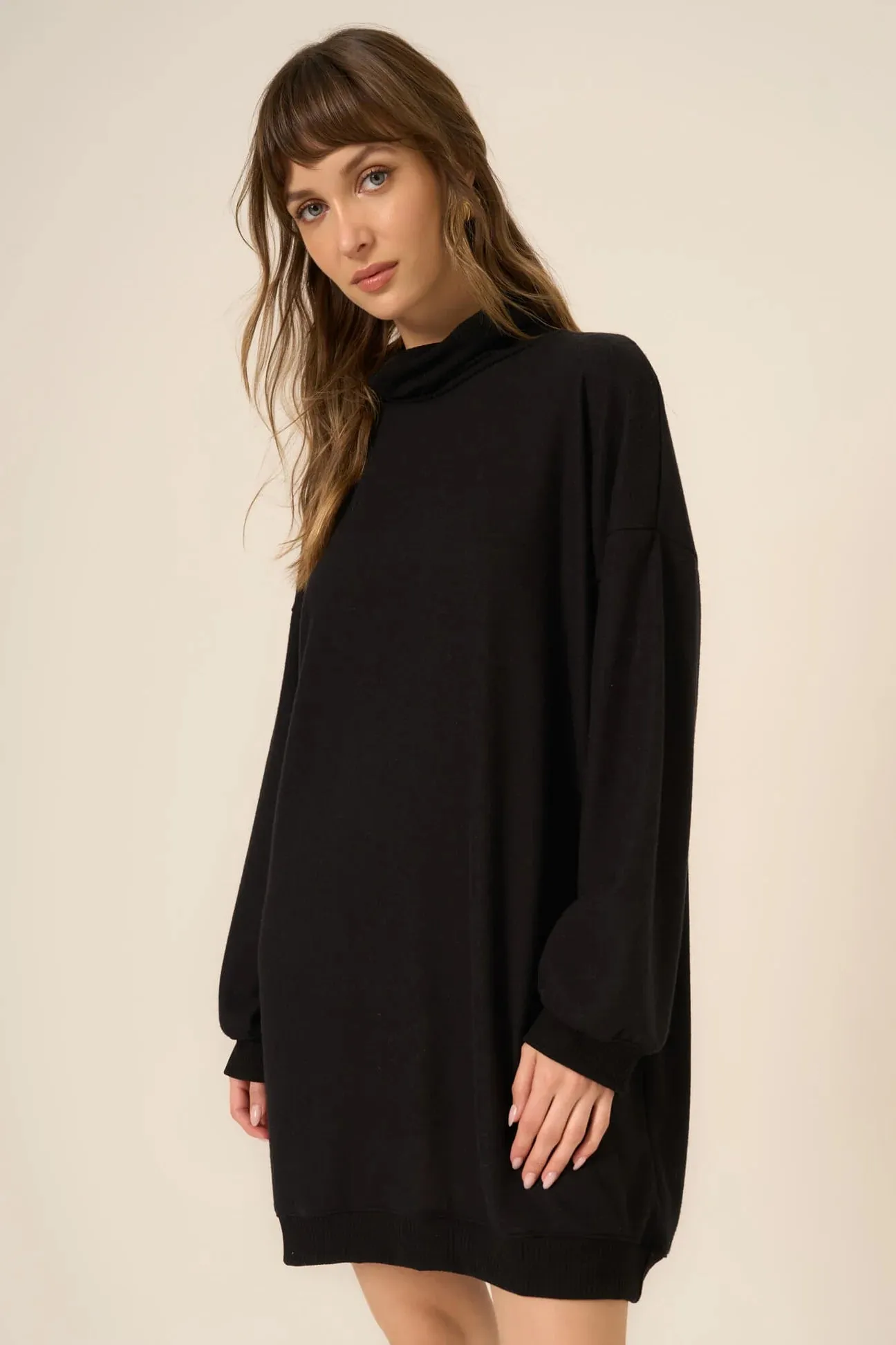 Kai Funnel Neck Cozy Dress in Black