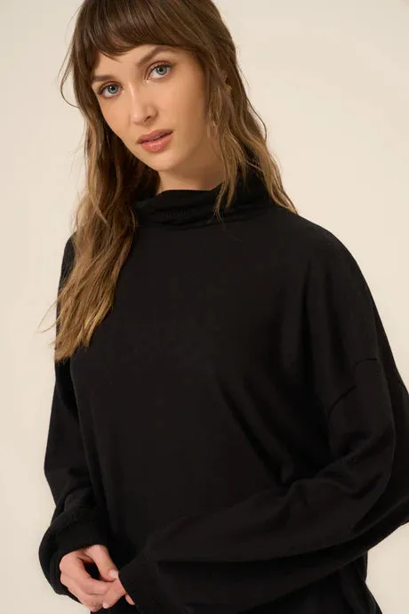 Kai Funnel Neck Cozy Dress in Black