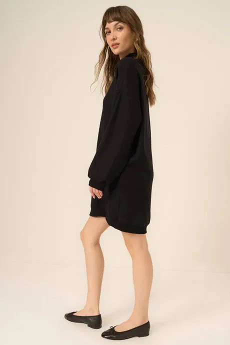 Kai Funnel Neck Cozy Dress in Black