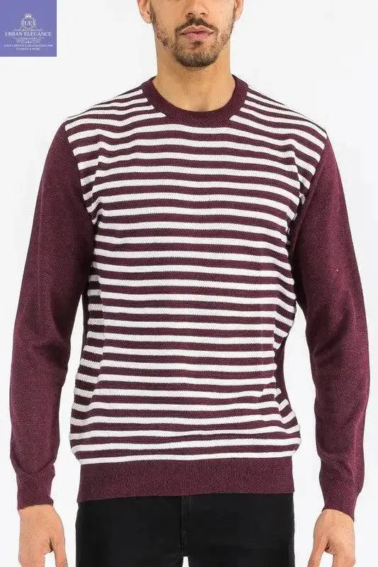 KNITTED ROUND NECK STRIPED SWEATER