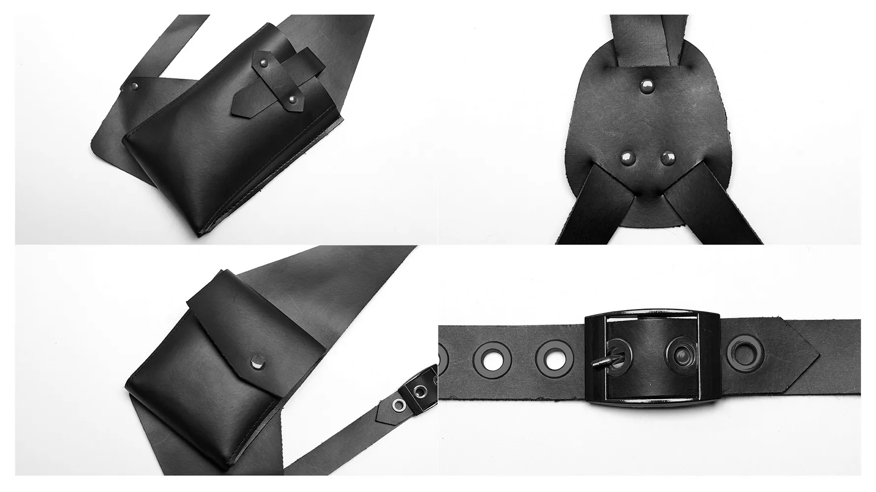 Leather Harness Chest Rig with Utility Pouches