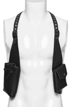 Leather Harness Chest Rig with Utility Pouches