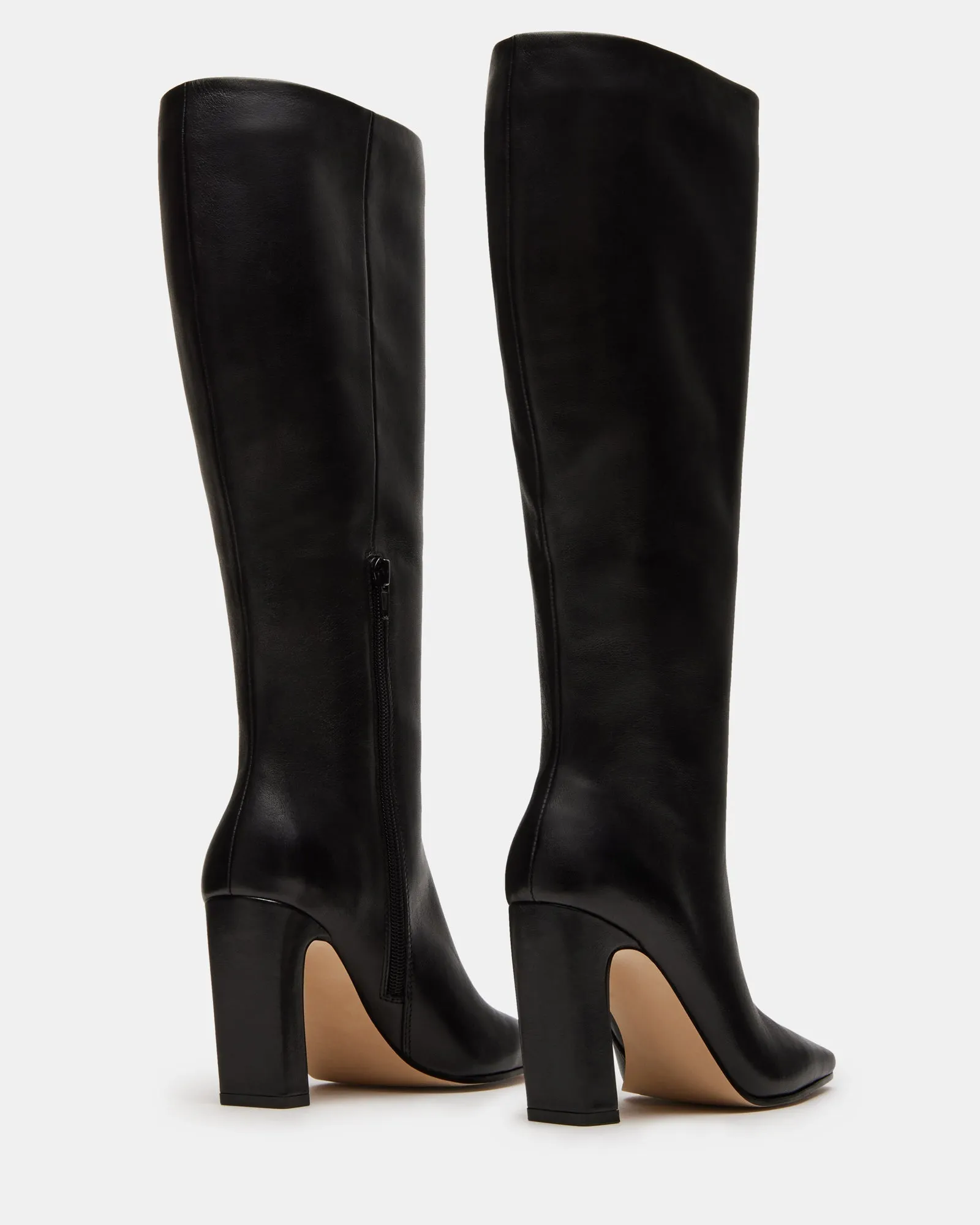 LIZETTE BLACK LEATHER WIDE CALF