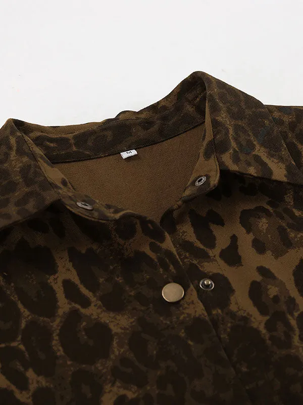 Long Sleeve Leopard Print Shirt Jacket