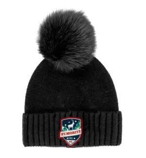 Mitchie's | St. Moritz Beanie with Fox Fur Pompom