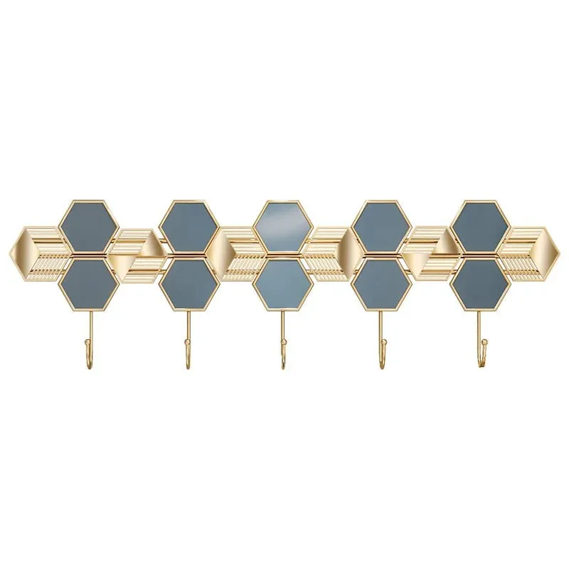 Modern Gold Wall Mount Coat Rack with 5 Hooks