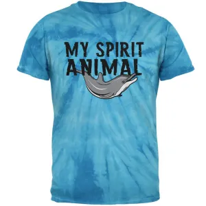 My Spirit Animal Dolphin Pinwheel Blue Tie Dye Adult T-Shirt