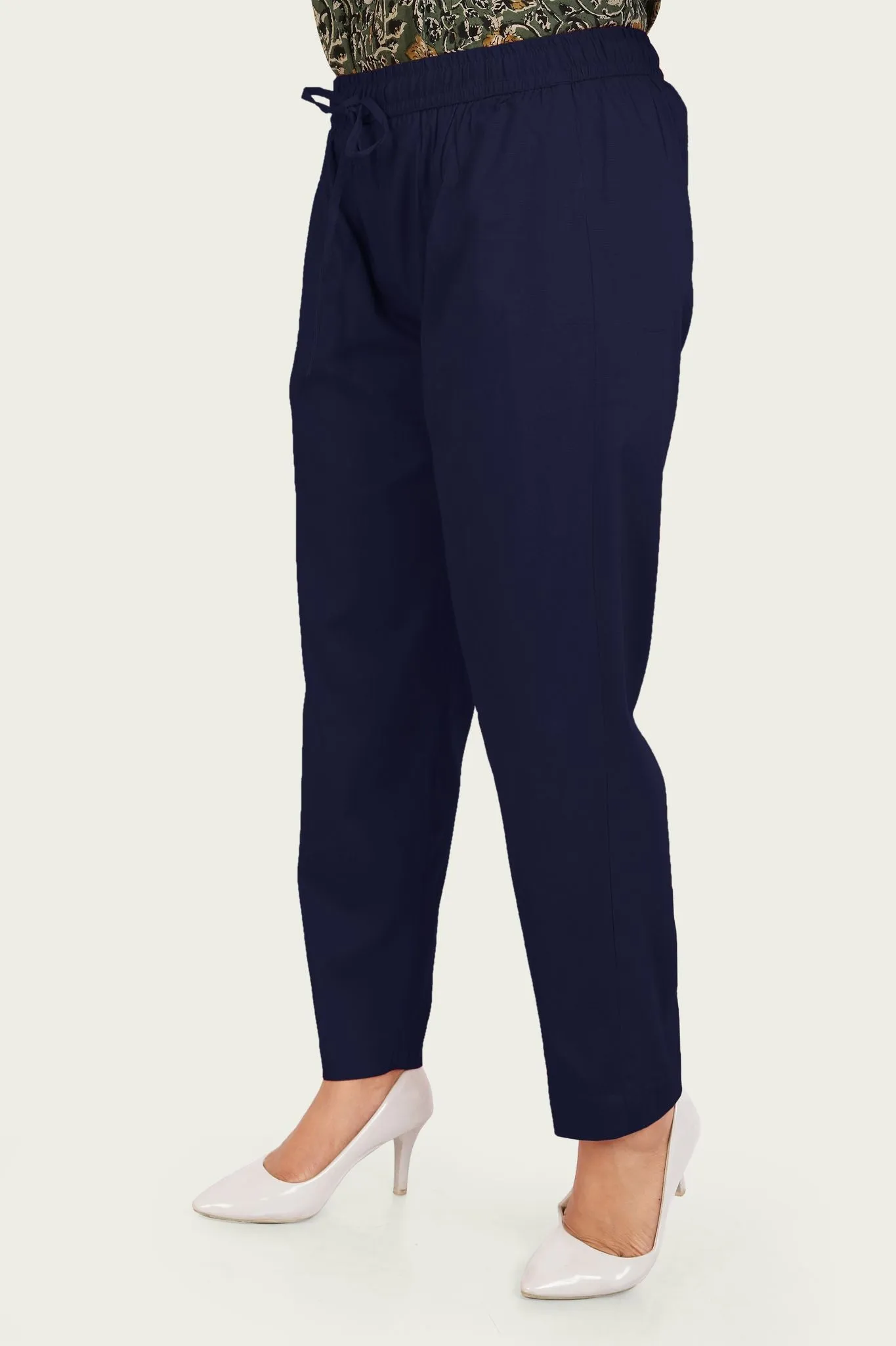 Navy Blue Cotton Lycra Pant