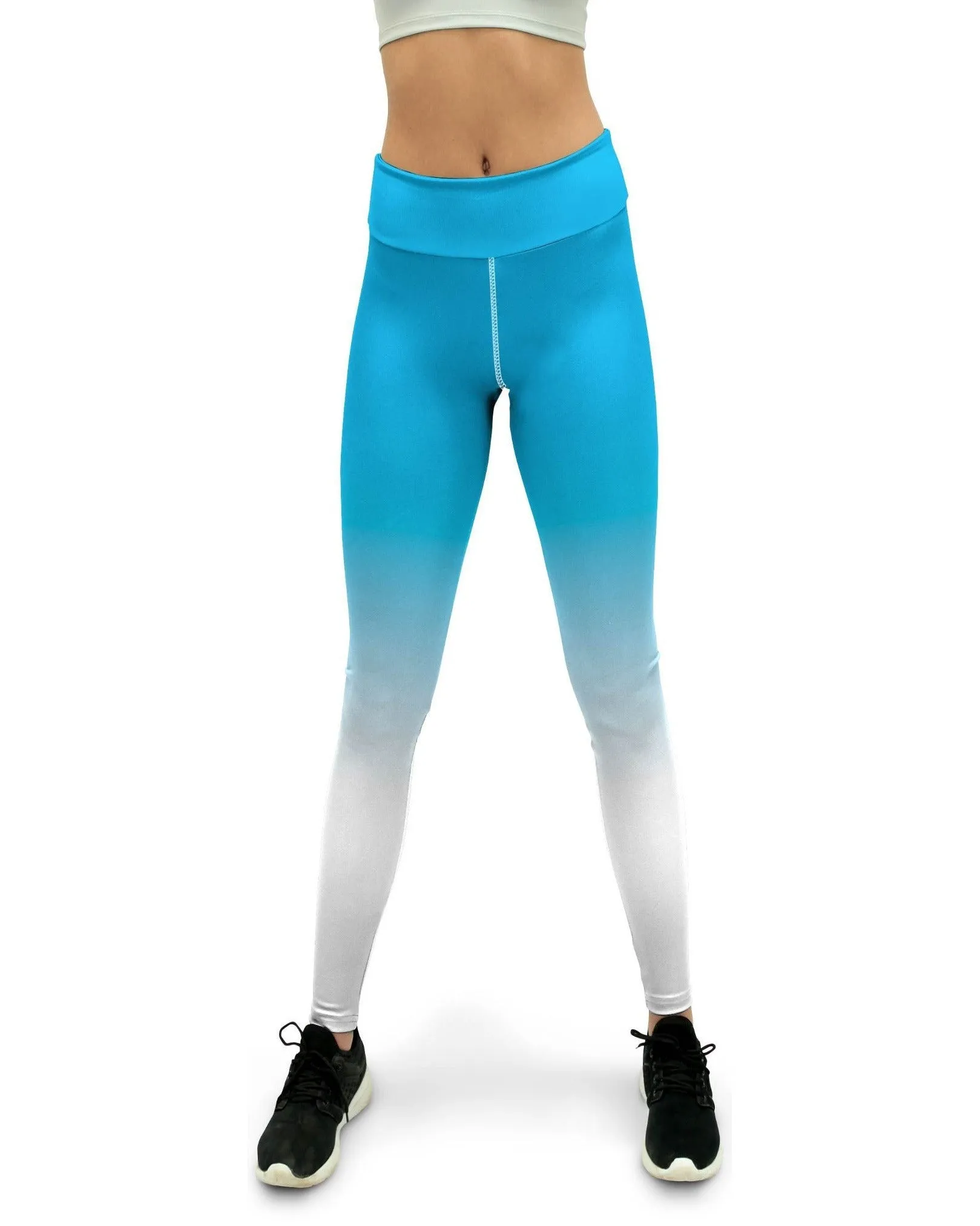 Ombre Sky Blue to White Yoga Pants