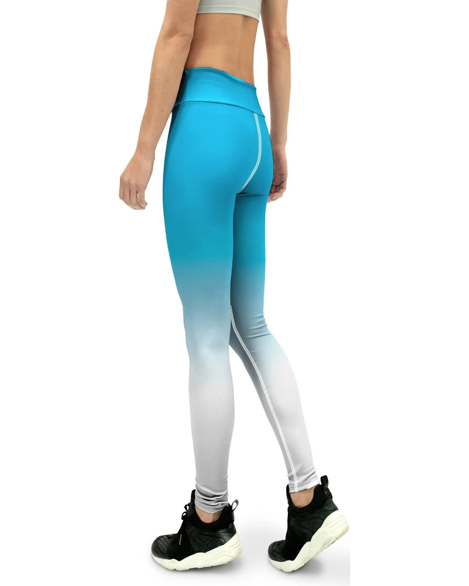 Ombre Sky Blue to White Yoga Pants